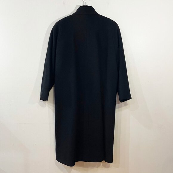 EUC Vintage 100% Wool Velvet Trim Overcoat Black tag 10, M-L fit - Picture 3 of 7